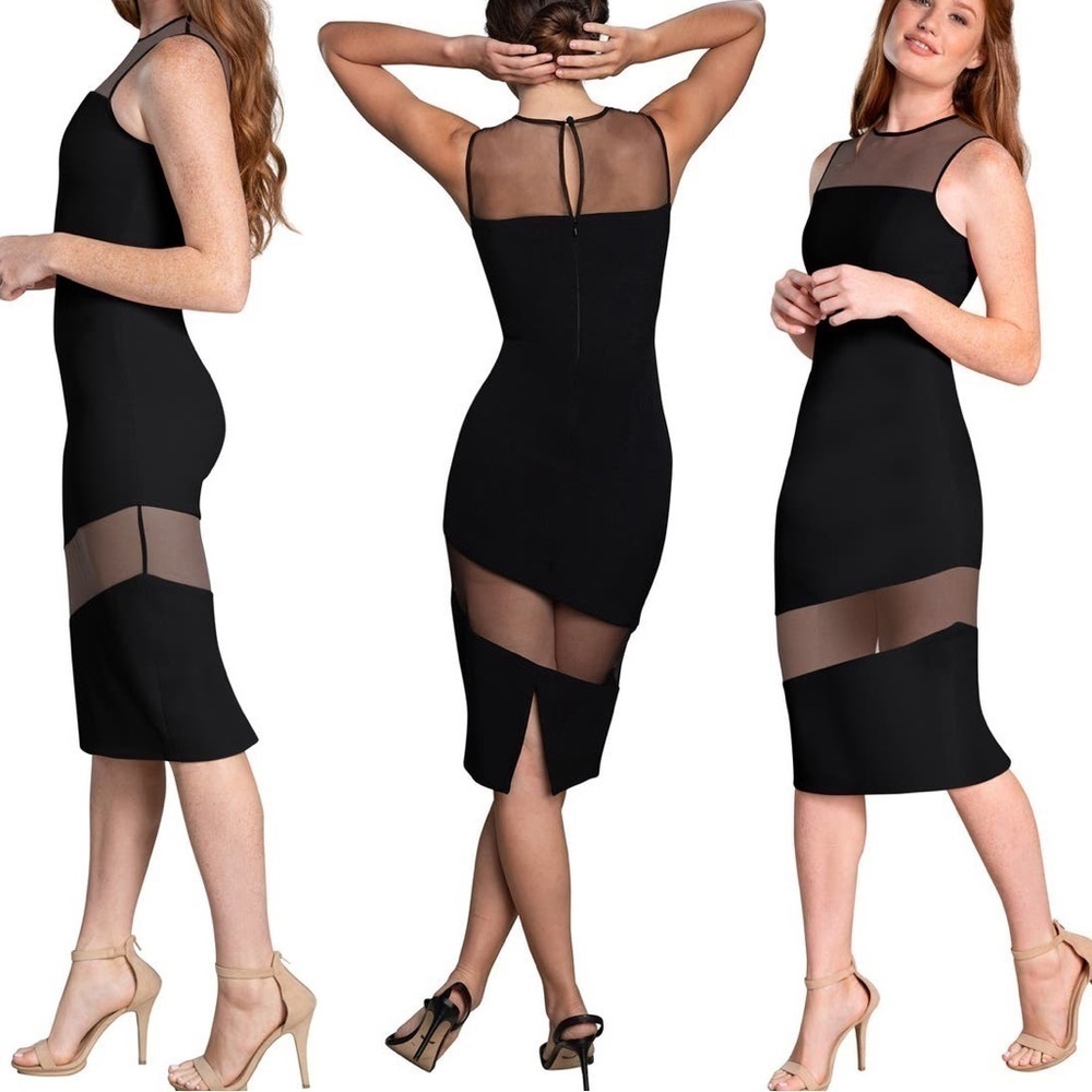 NWT Dress The Population Valerie Sheer Bodycon Midi Dress